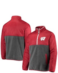 G-III SPORTS BY CARL BANKS Grayred Wisconsin Badgers College Advanced Transitional Half Zip Jacket At Nordstrom