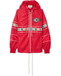 Gucci Oversized Appliqud Printed Shell Bomber Jacket
