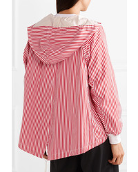 Comme Des Garçons Girl Oversized Hooded Striped Cotton Poplin Jacket
