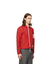 Thom Browne Red 4 Bar Windbreaker Jacket