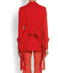 Givenchy Ruffled Wool Peplum Blazer Red