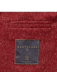 Incotex Red Slim Fit Herringbone Wool Blend Blazer