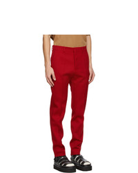 AMI Alexandre Mattiussi Red Wool Cigarette Fit Trousers