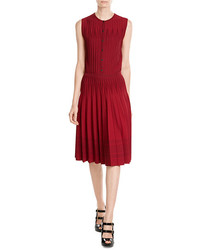 Alexander McQueen Pleated Mini Dress With Wool