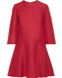 Valentino Wool And Silk Blend Mini Dress Red