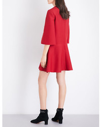 Valentino Wide Sleeve Loose Wool And Silk Blend Dress