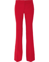Red Wool Flare Pants