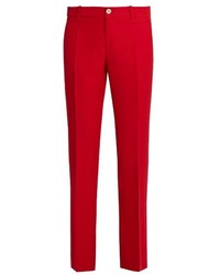 Gucci Mid Rise Kick Flare Wool And Silk Blend Trousers