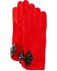 Portolano Cashmere Blend Bow Detailed Tech Gloves Redblack