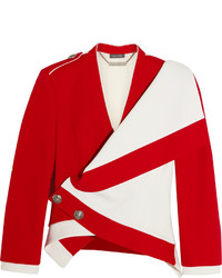 Alexander McQueen Asymmetric Wool And Silk Blend Jacket Red