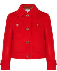 Prada Cropped Wool Jacket Crimson