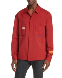 Red Wool Long Sleeve Shirt