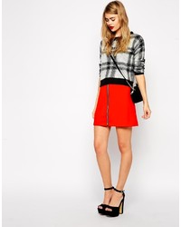 Asos Collection A Line Mini Skirt In Crepe With Zip Front