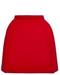 Delpozo Double Faced Wool Crepe Miniskirt True Red