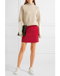 Theory Irenah Saxton Stretch Wool Crepe Mini Skirt Claret