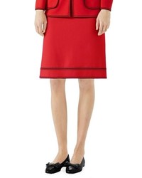 Red Wool Pencil Skirt
