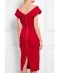 Roland Mouret Grendon Wool Crepe Dress Crimson