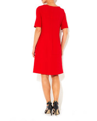 Wallis Red Zip Front Crepe Dress