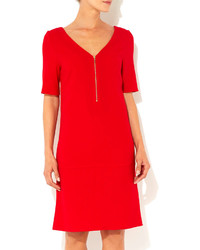 Wallis Red Zip Front Crepe Dress