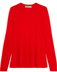 MCQ Alexander Ueen Crochet Trimmed Wool Sweater Red