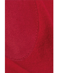 Maison Margiela Suede Trimmed Wool Sweater Red