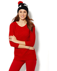 Cable Knit Tunic Solid Lurex