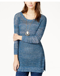 Lucky Brand Marled Open Stitch Pullover Tunic