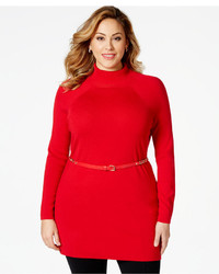 INC International Concepts Plus Size Mock Turtleneck Belted Tunic Sweater Only At Macys