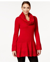 Style Co Petite Pointelle Knit Tunic Sweater With Cowl Scarf Only At Macys