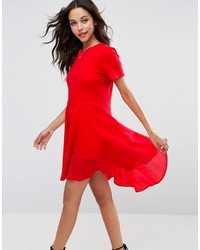 Red Woven Casual Dress