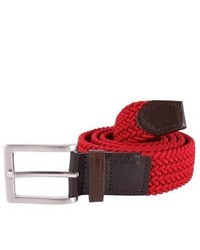 Bassin and Brown Woven And Leather Trimmings Belt Red