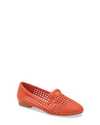 Red Woven Leather Loafers