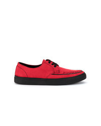 Red Woven Low Top Sneakers