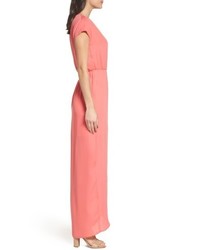 Charles Henry Faux Wrap Woven Maxi Dress
