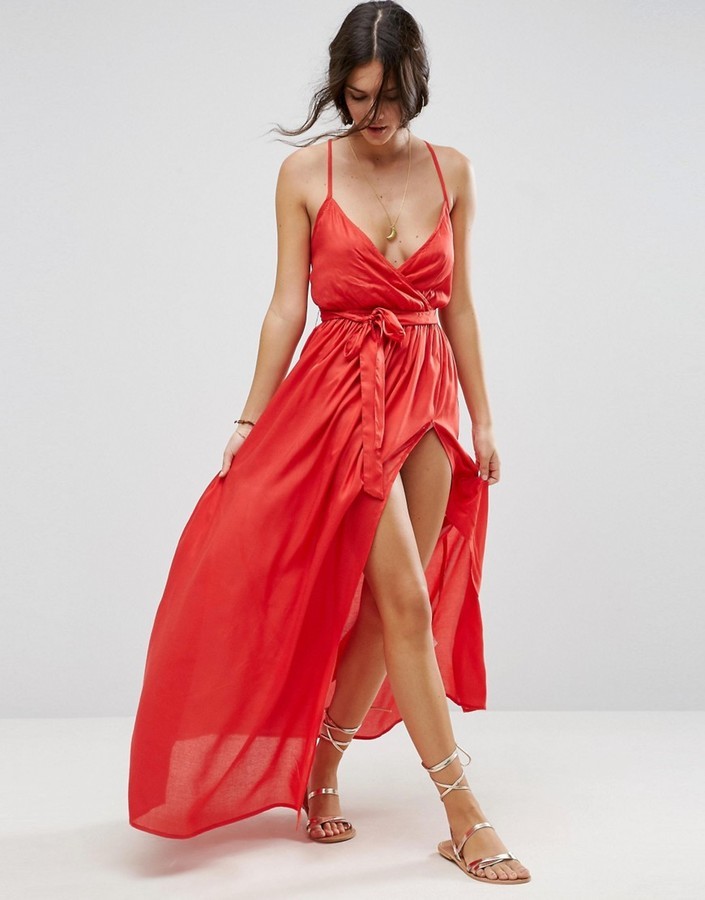 red maxi beach dress