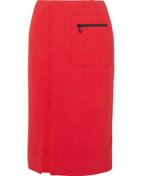 Red Woven Pencil Skirt