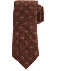 Canali Large Dot Print Woven Tie Rust