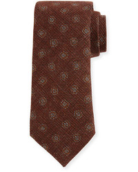 Canali Large Dot Print Woven Tie Rust
