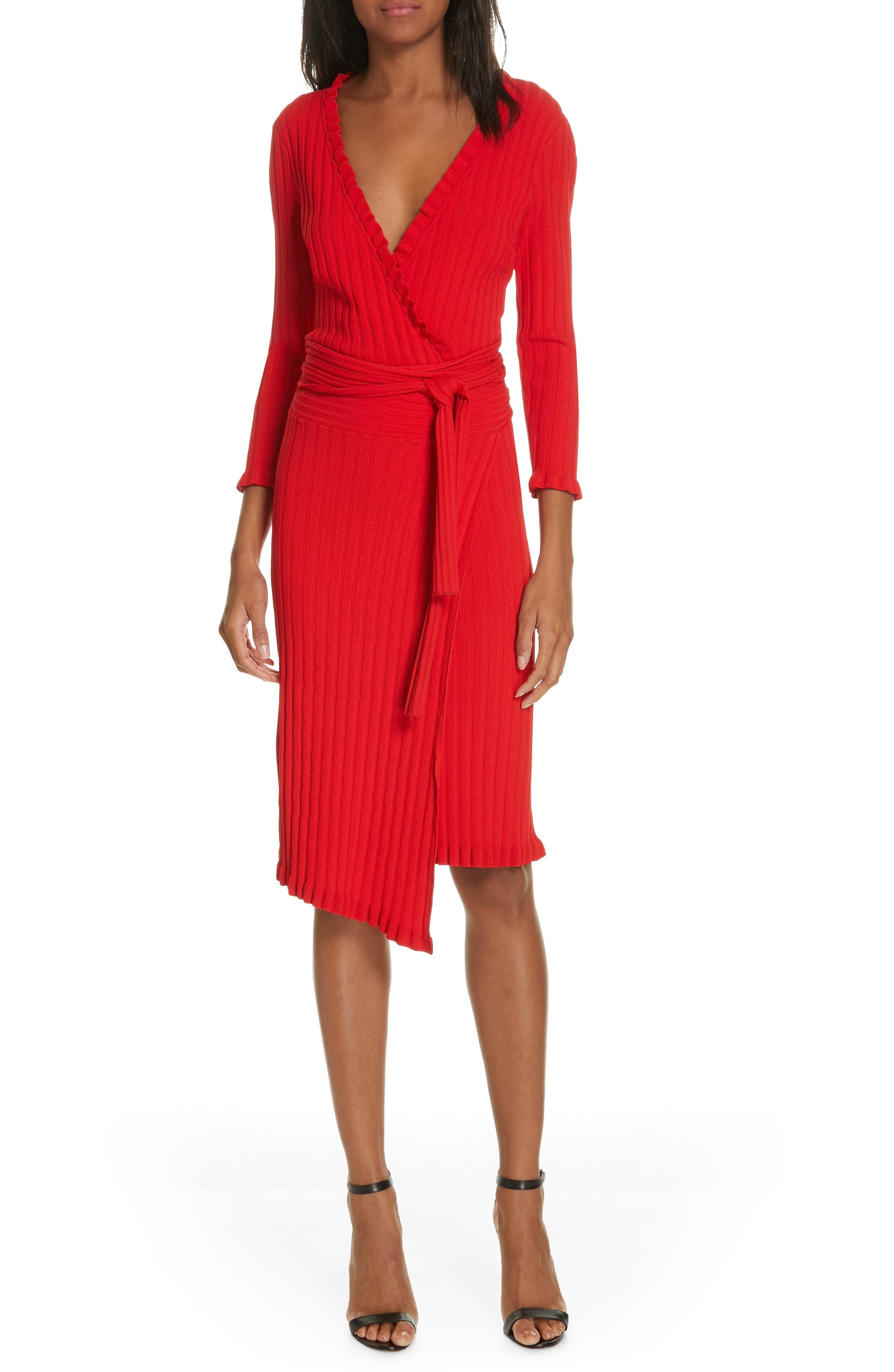 Milly Ruffle Edge Ribbed Wrap Dress, $425 | Nordstrom | Lookastic