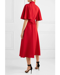 Valentino Silk De Chine Wrap Midi Dress