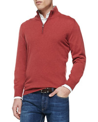 Red Zip Neck Sweater