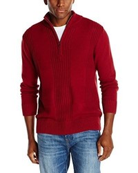 Alex Stevens Textured Plaid Front Quarter Zip Sweater