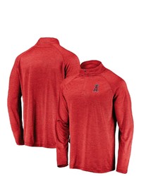 FANATICS Branded Red Los Angeles Angels Iconic Striated Primary Logo Raglan Quarter Zip Pullover Jacket At Nordstrom