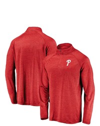 FANATICS Branded Red Philadelphia Phillies Iconic Striated Primary Logo Raglan Quarter Zip Pullover Jacket At Nordstrom