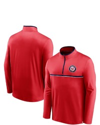 FANATICS Branded Red Washington Nationals Line Up Wordmark Clutch Quarter Zip Jacket