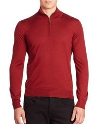 Isaia Cashmere Silk Half Zip Sweater