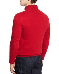 Neiman Marcus Nano Cashmere 14 Zip Pullover Red
