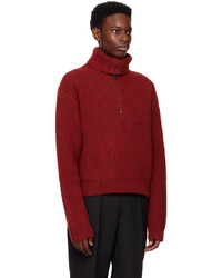 Wooyoungmi Red Half Zip Sweater