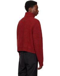 Wooyoungmi Red Half Zip Sweater