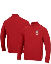 Under Armour Red Wisconsin Badgers Coaches Squad Quarter Zip Jacket